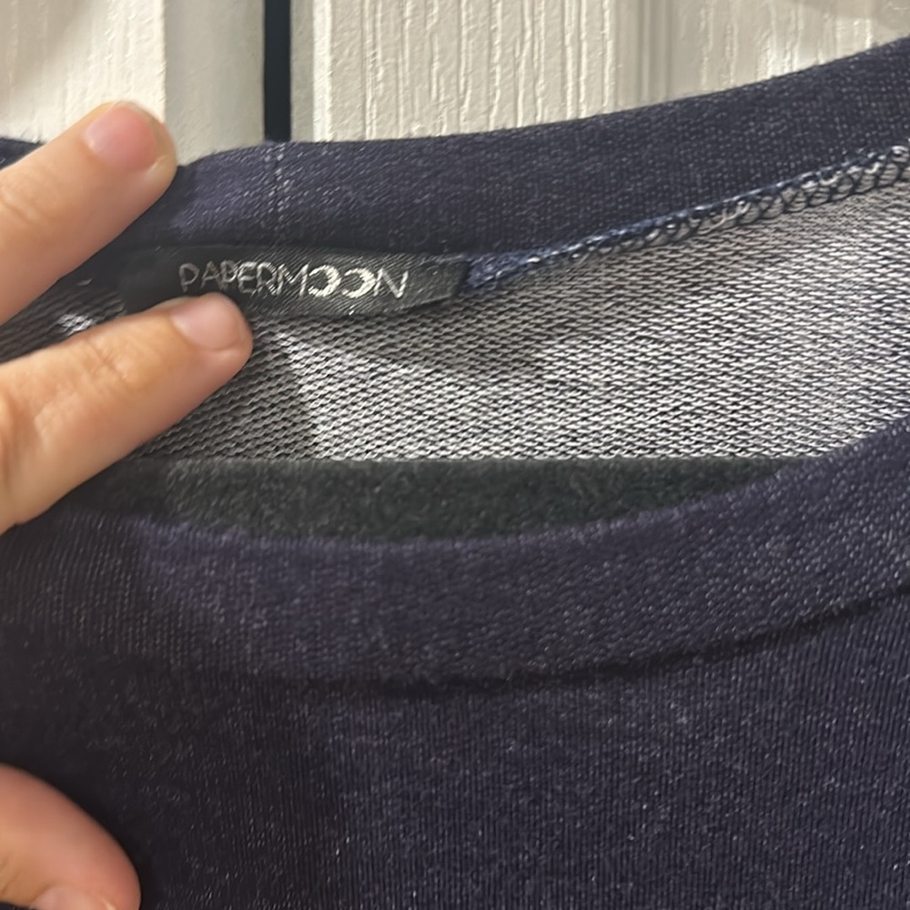 Paper Moon Navy Tunic Top Polka Dot Back Detail |3/4 Sleeve |Small - Picture 6 of 9
